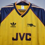 Arsenal 1988-1989 Score Draw Away Football Shirt Jersey Yellow JVC Large  Rare