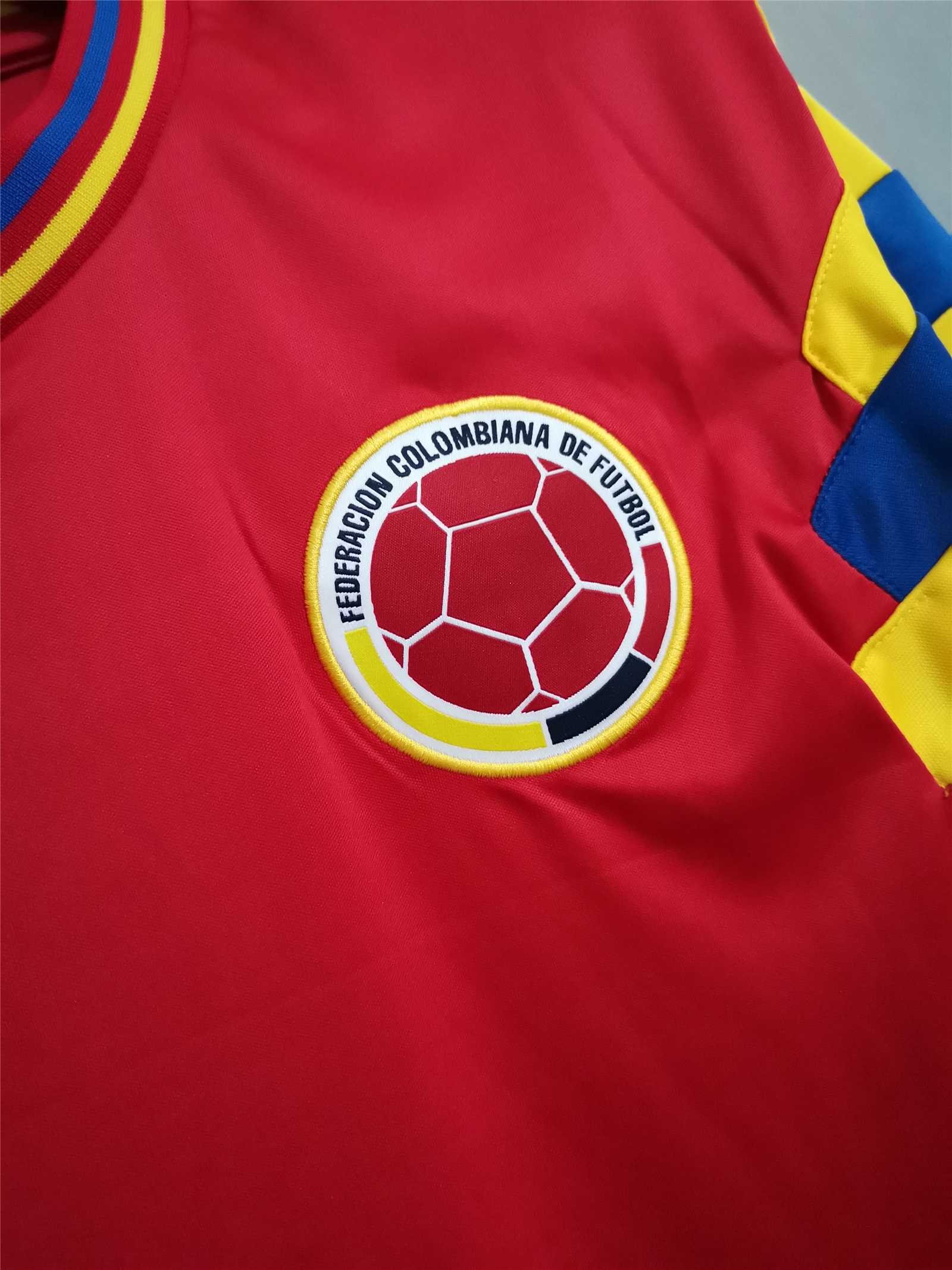Retro 1990 Colombia Away Red Soccer Jersey - Kitsociety
