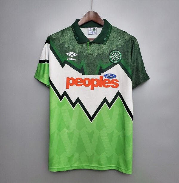 Celtic Away football shirt 1991 - 1992. Sponsored by Peoples Ford